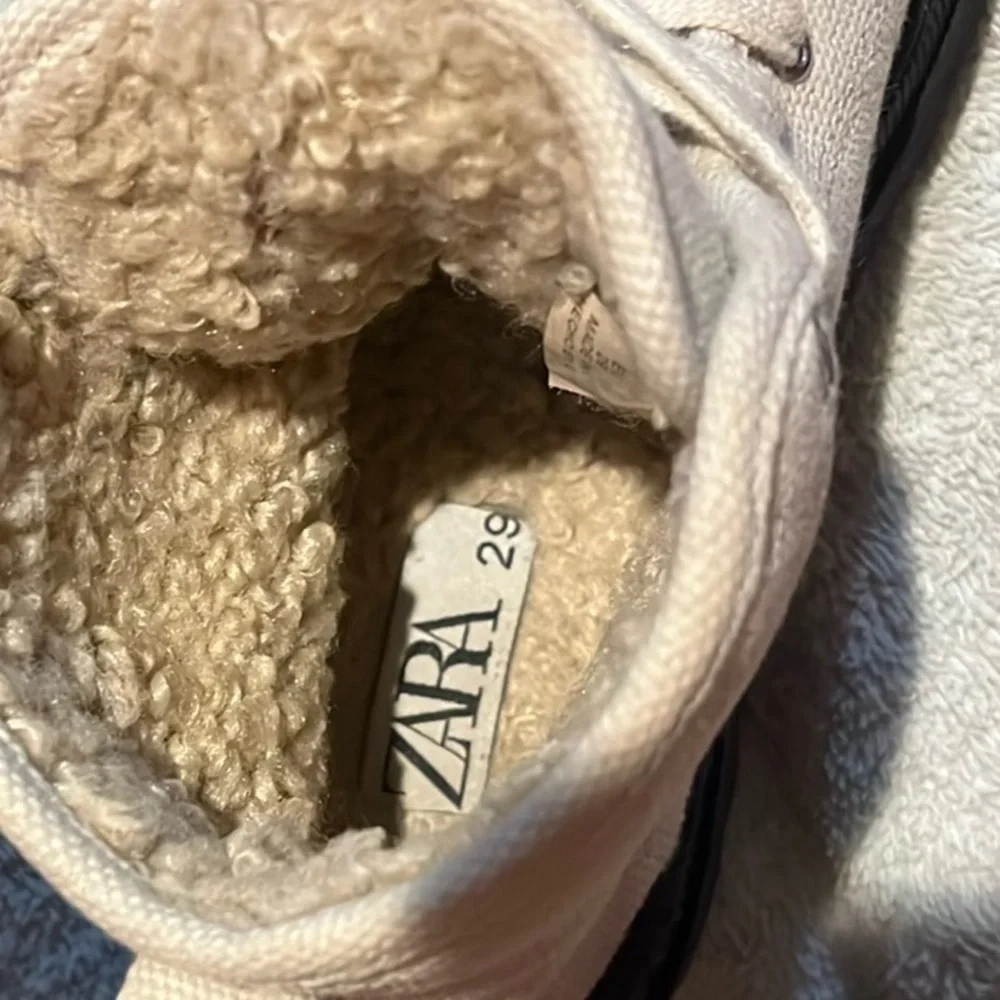 Zara Kids Beige Canvas Sneakers with Black Sole